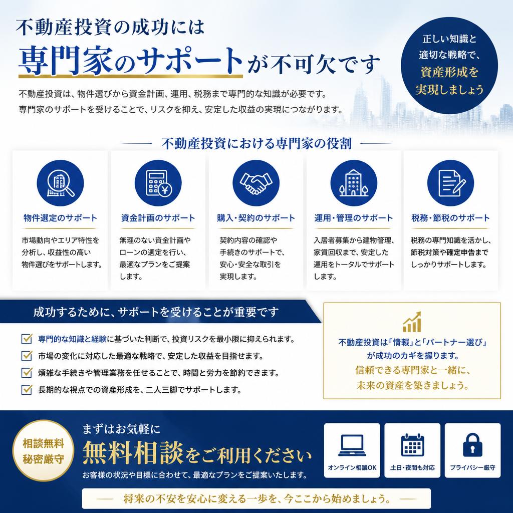 専門家のサポートを受けて安心投資を
